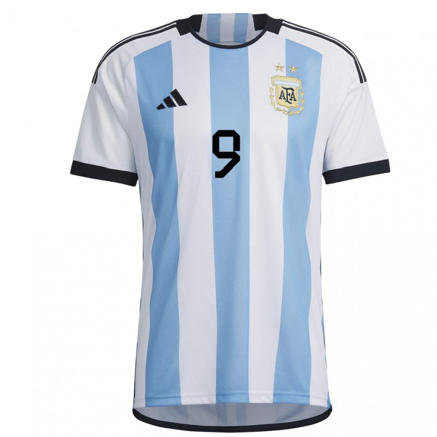 Damen Argentinische Gonzalo Higuain #9 Weiß Himmelblau Heimtrikot Trikot 22-24 Luxemburg