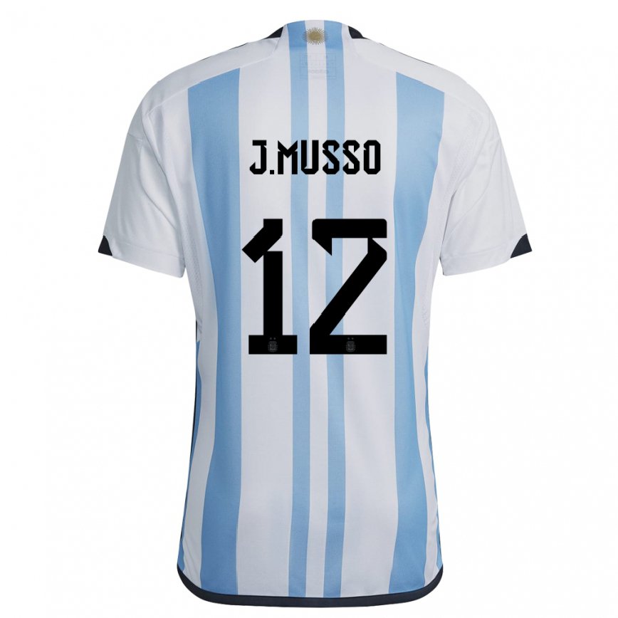 Damen Argentinische Juan Musso #12 Weiß Himmelblau Heimtrikot Trikot 22-24 Luxemburg