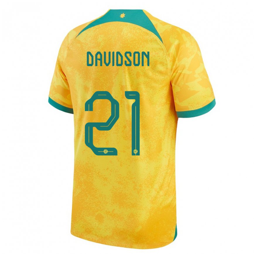 Damen Australische Jason Davidson #21 Gold Heimtrikot Trikot 22-24 Luxemburg
