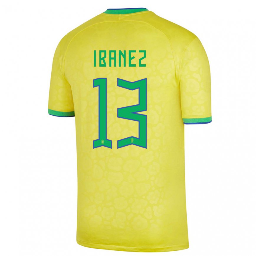 Damen Brasilianische Roger Ibanez #13 Gelb Heimtrikot Trikot 22-24 Luxemburg