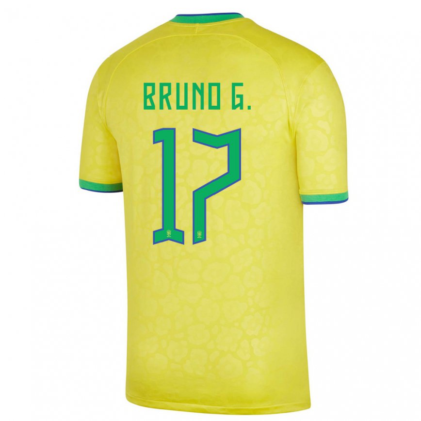Damen Brasilianische Bruno Guimaraes #17 Gelb Heimtrikot Trikot 22-24 Luxemburg