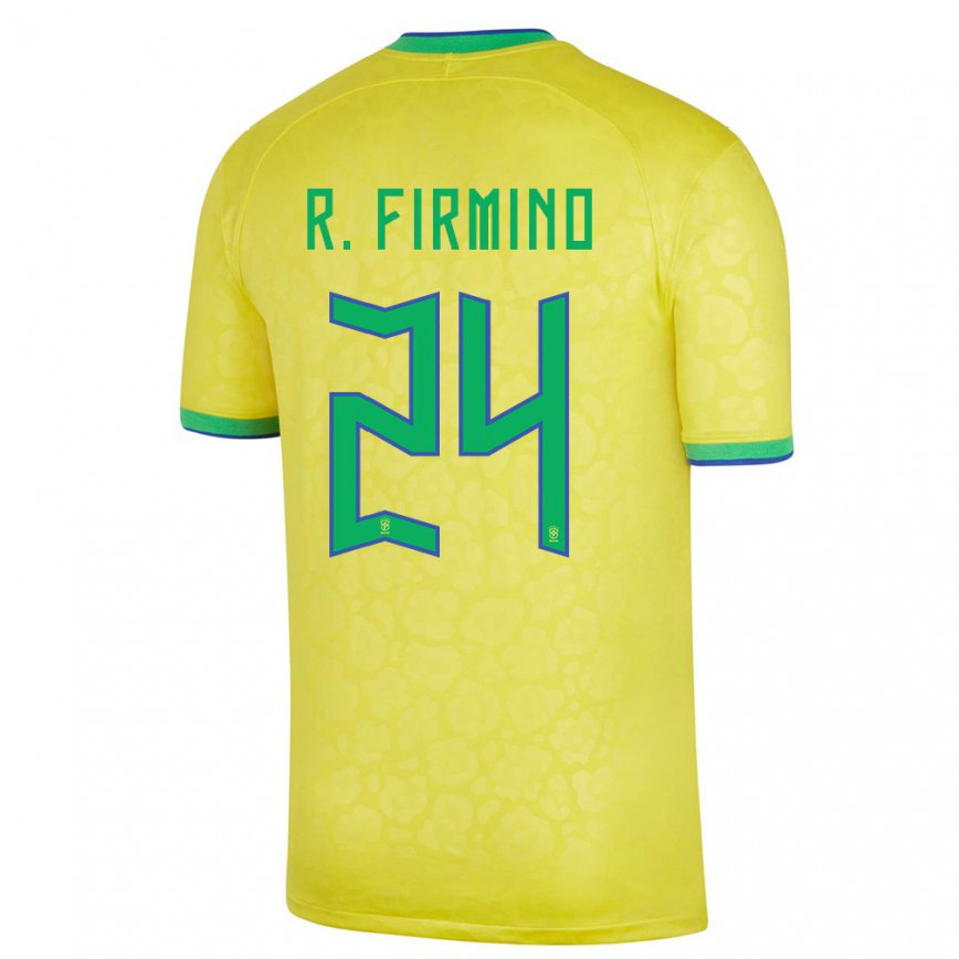Damen Brasilianische Roberto Firmino #24 Gelb Heimtrikot Trikot 22-24 Luxemburg