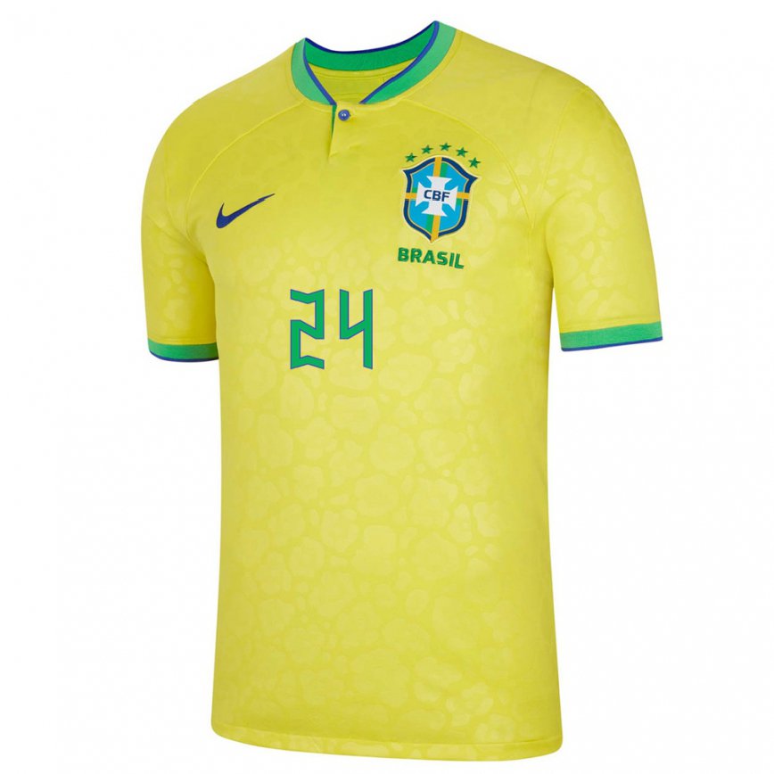 Damen Brasilianische Roberto Firmino #24 Gelb Heimtrikot Trikot 22-24 Luxemburg