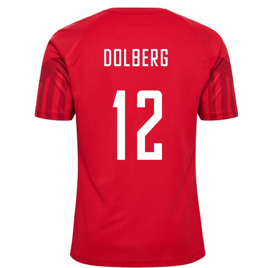 Damen Dänische Kasper Dolberg #12 Rot Heimtrikot Trikot 22-24 Luxemburg
