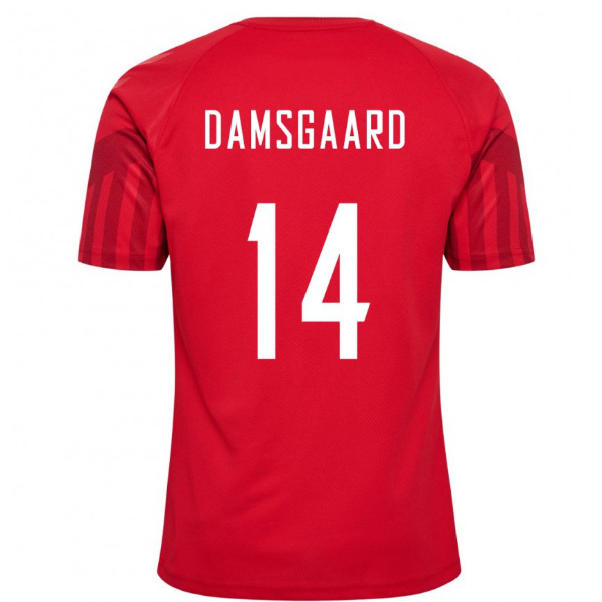 Damen Dänische Mikkel Damsgaard #14 Rot Heimtrikot Trikot 22-24 Luxemburg
