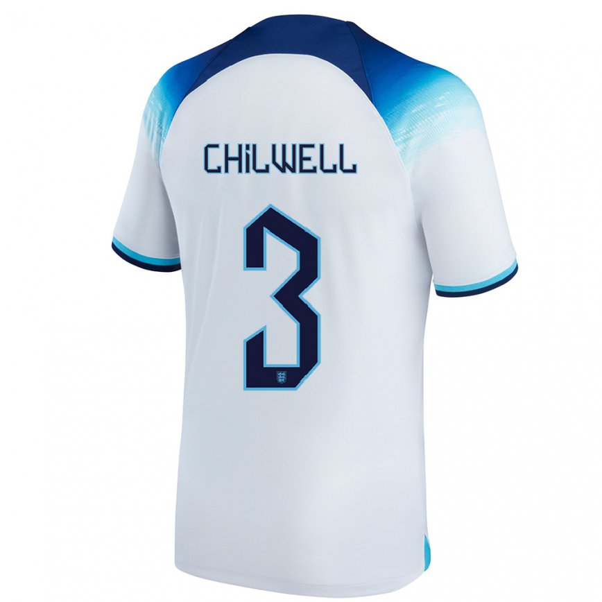 Damen Englische Ben Chilwell #3 Weiß Blau Heimtrikot Trikot 22-24 Luxemburg