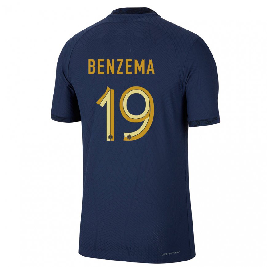 Damen Französische Karim Benzema #19 Marineblau Heimtrikot Trikot 22-24 Luxemburg