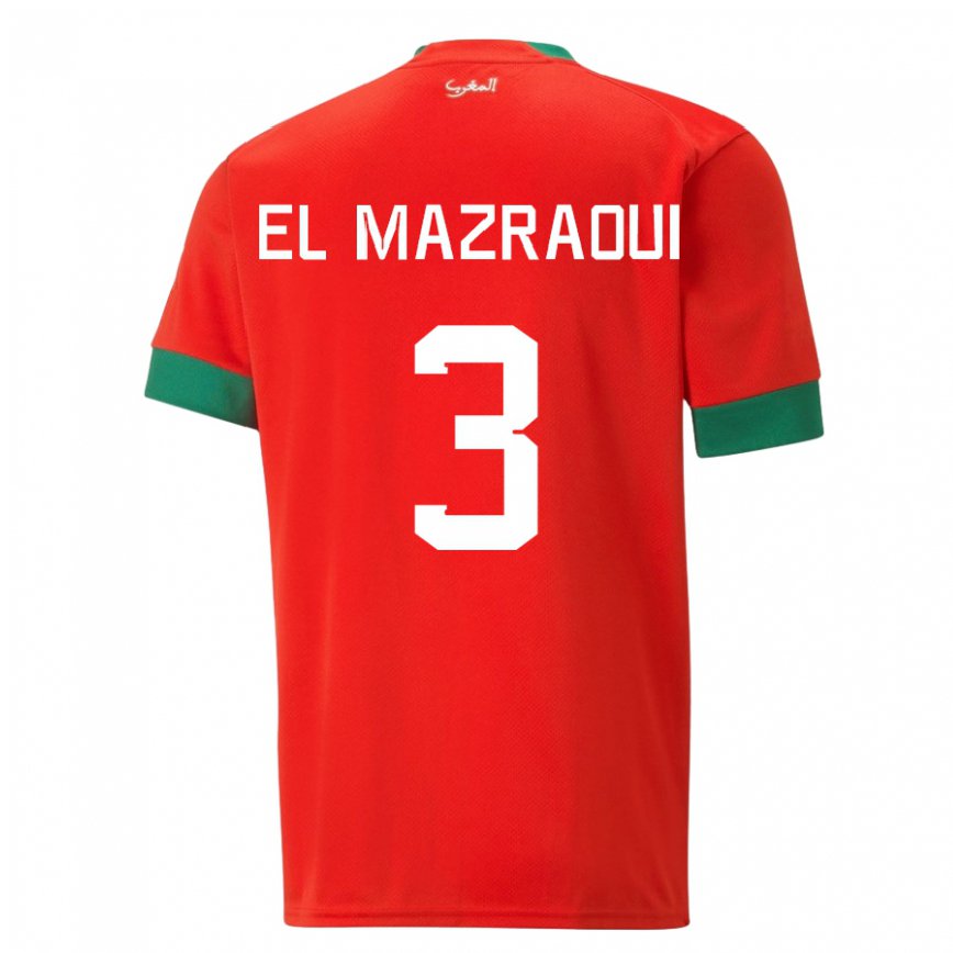 Damen Marokkanische Noussair El Mazraoui #3 Rot Heimtrikot Trikot 22-24 Luxemburg