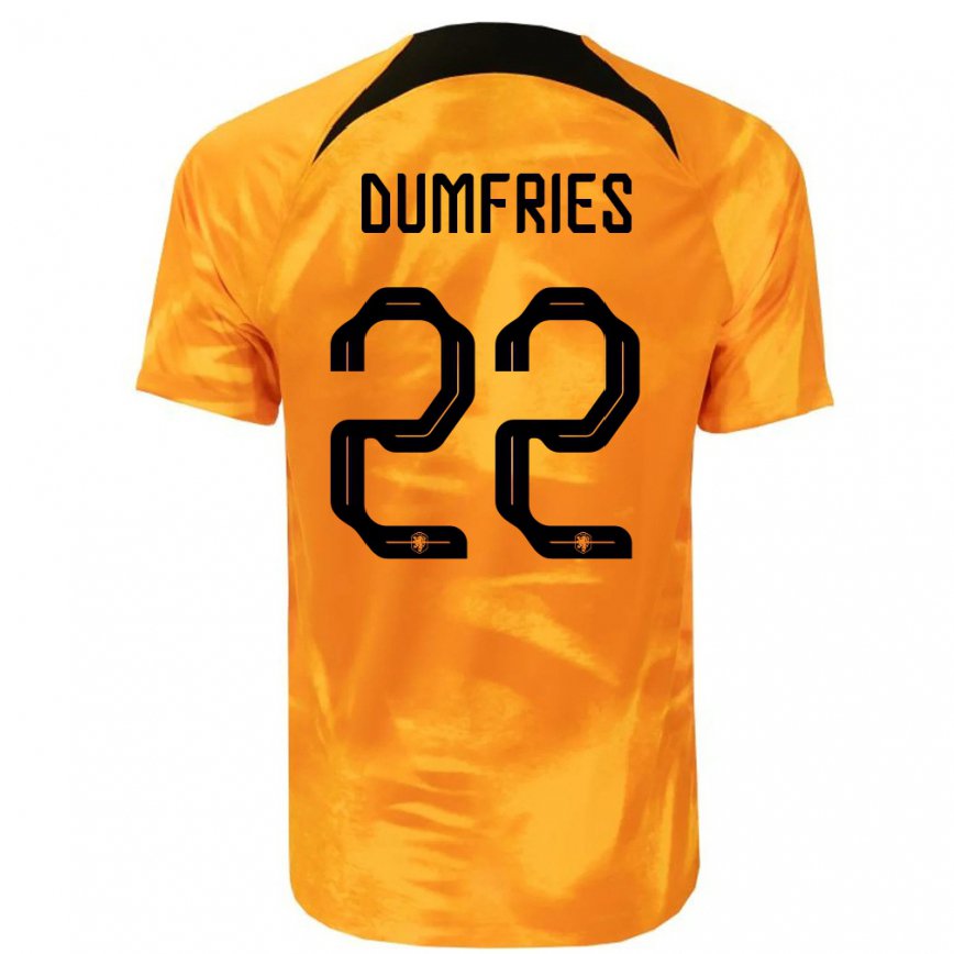 Damen Niederländische Denzel Dumfries #22 Laser-orange Heimtrikot Trikot 22-24 Luxemburg