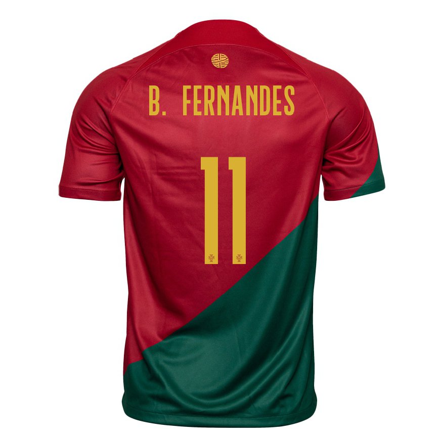 Damen Portugiesische Bruno Fernandes #11 Rot Grün Heimtrikot Trikot 22-24 Luxemburg