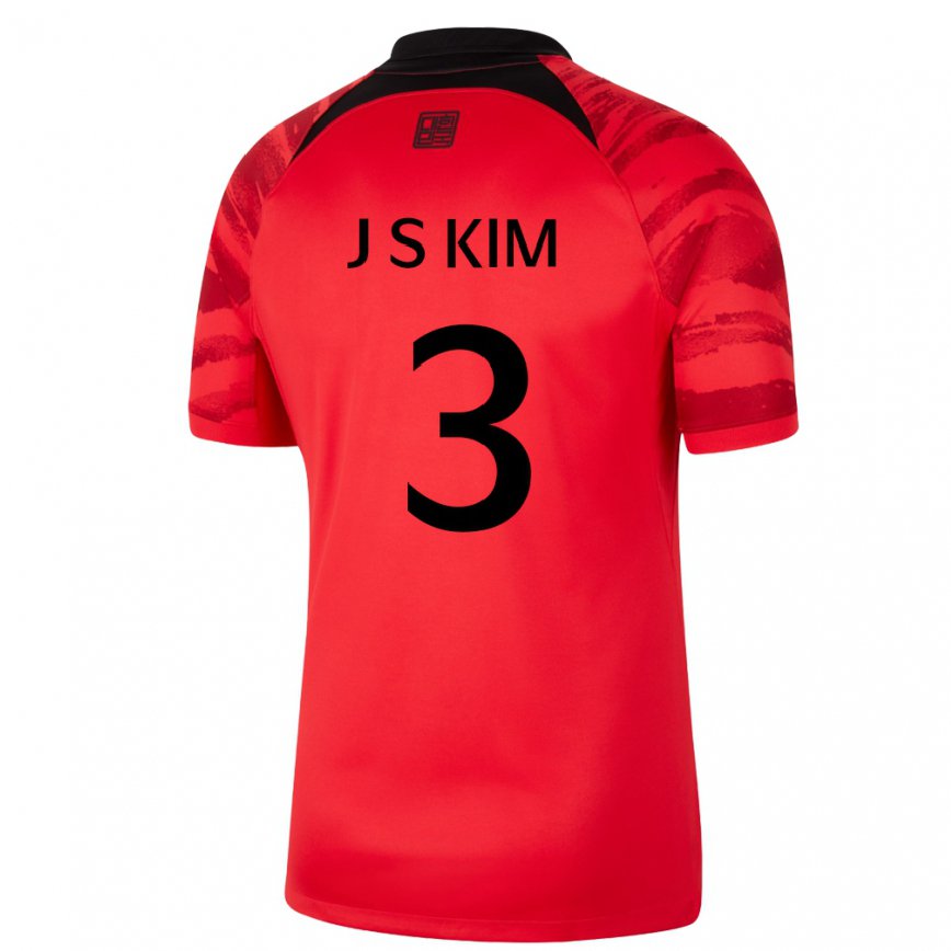 Damen Südkoreanische Jin-su Kim #3 Rot Schwarz Heimtrikot Trikot 22-24 Luxemburg