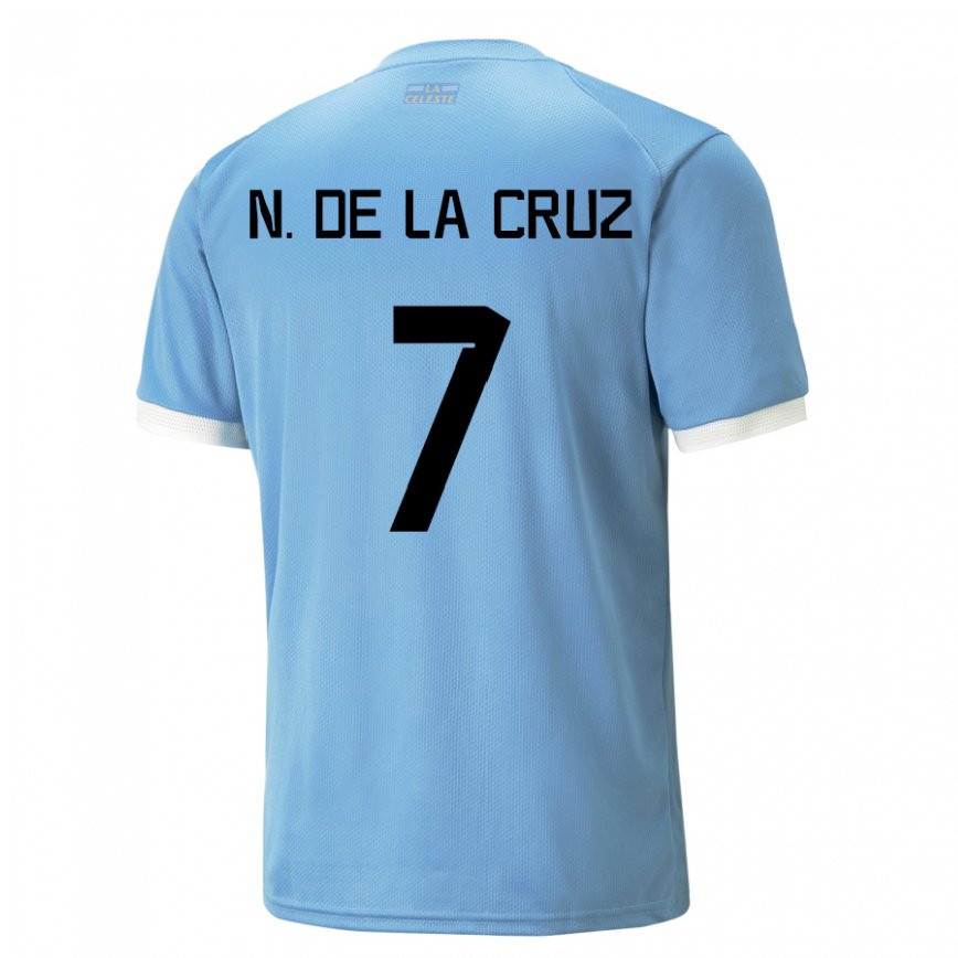Damen Uruguayische Nicolas De La Cruz #7 Blau Heimtrikot Trikot 22-24 Luxemburg