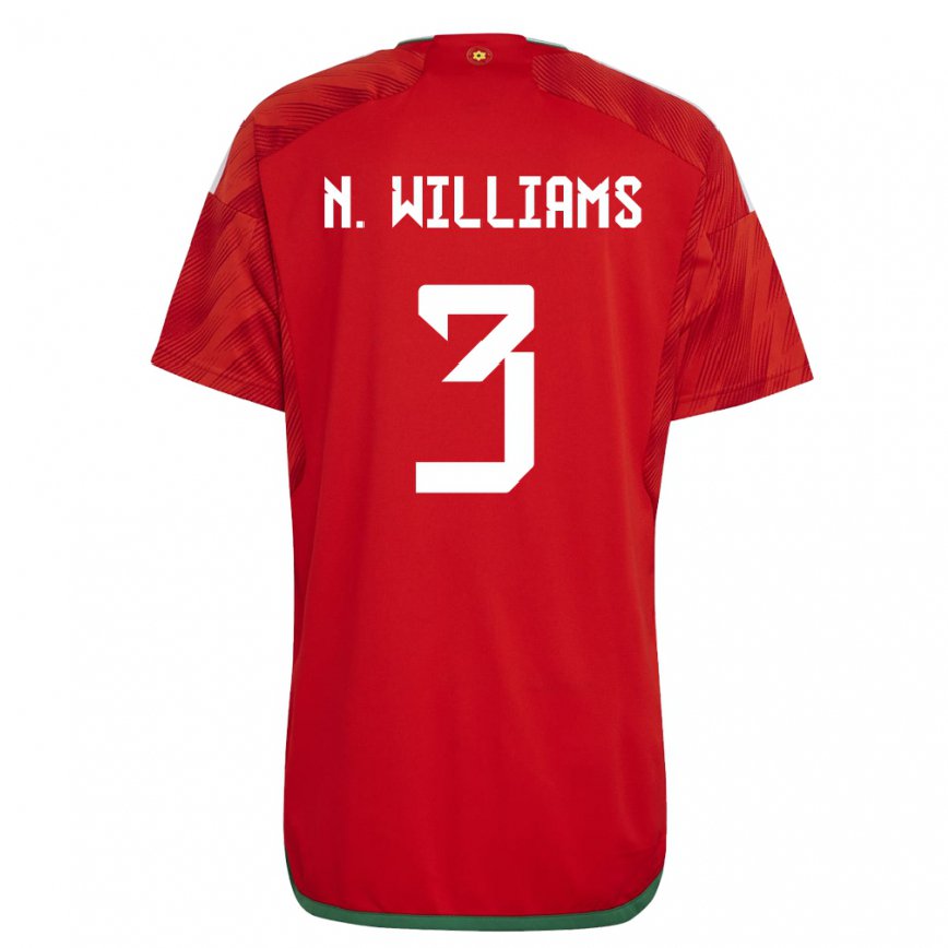 Damen Walisische Neco Williams #3 Rot Heimtrikot Trikot 22-24 Luxemburg