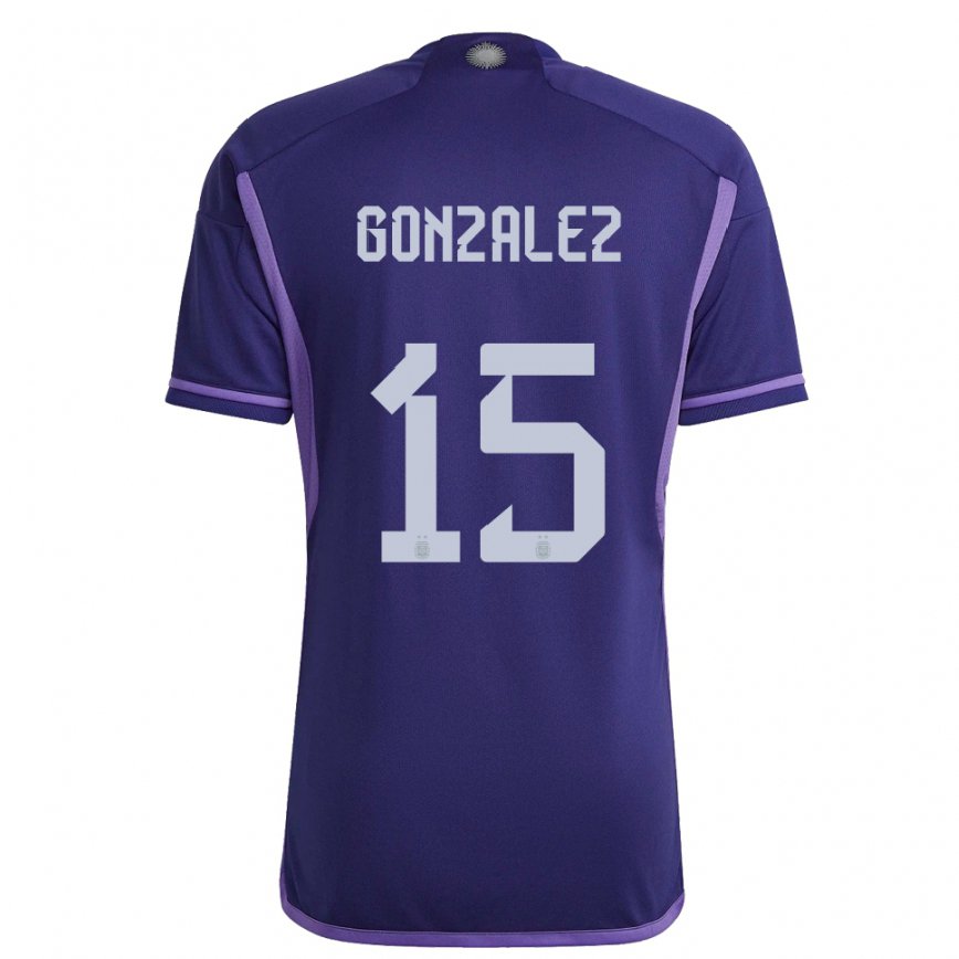 Damen Argentinische Nicolas Gonzalez #15 Violett Auswärtstrikot Trikot 22-24 Luxemburg