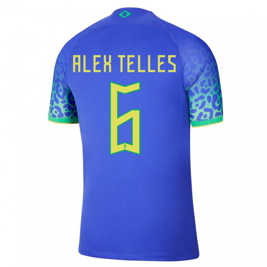 Damen Brasilianische Alex Telles #6 Blau Auswärtstrikot Trikot 22-24 Luxemburg