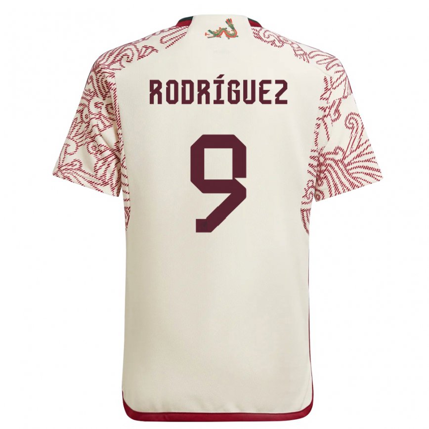 Damen Mexikanische Carlos Rodriguez #9 Wunder Weiß Rot Auswärtstrikot Trikot 22-24 Luxemburg