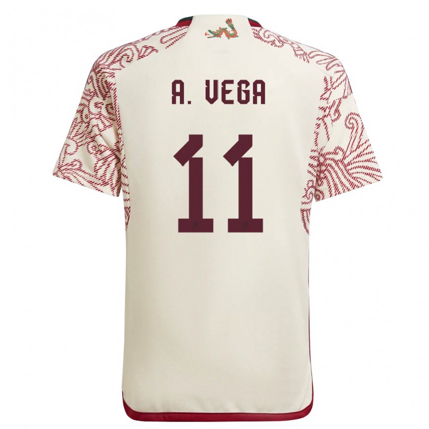 Damen Mexikanische Alexis Vega #11 Wunder Weiß Rot Auswärtstrikot Trikot 22-24 Luxemburg