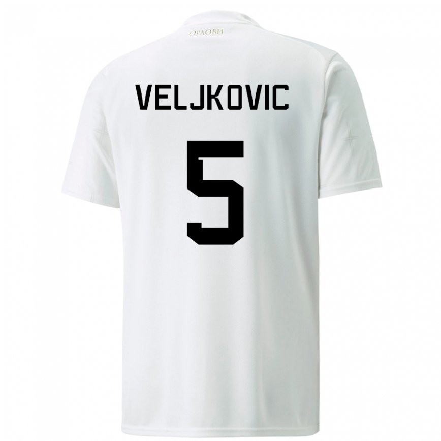 Damen Serbische Milos Veljkovic #5 Weiß Auswärtstrikot Trikot 22-24 Luxemburg