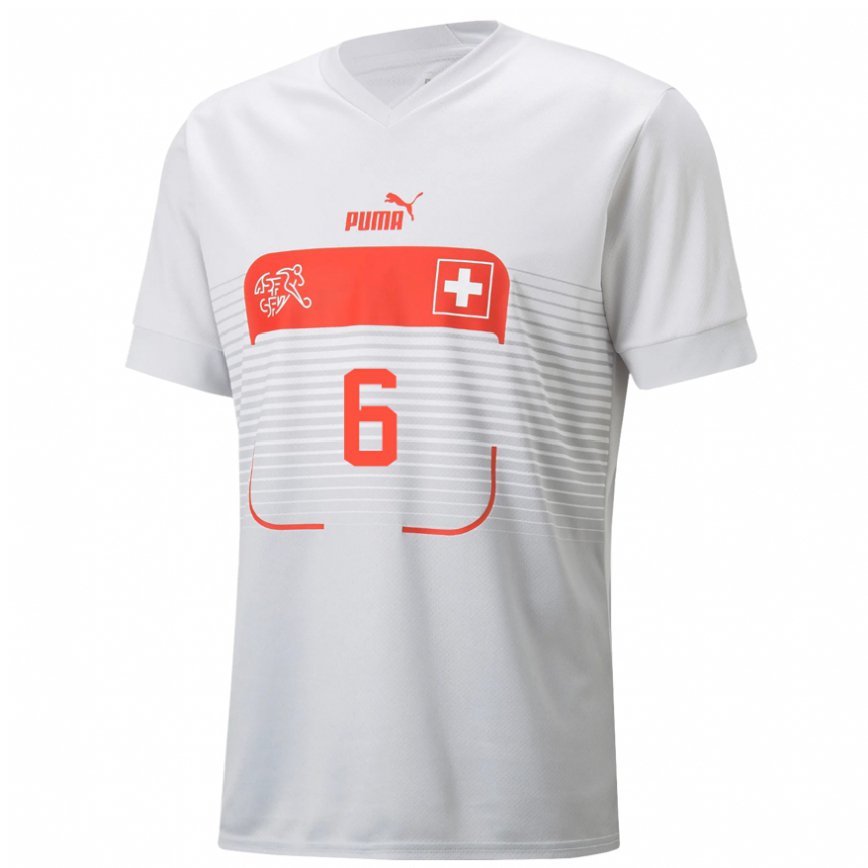 Damen Schweizer Denis Zakaria #6 Weiß Auswärtstrikot Trikot 22-24 Luxemburg