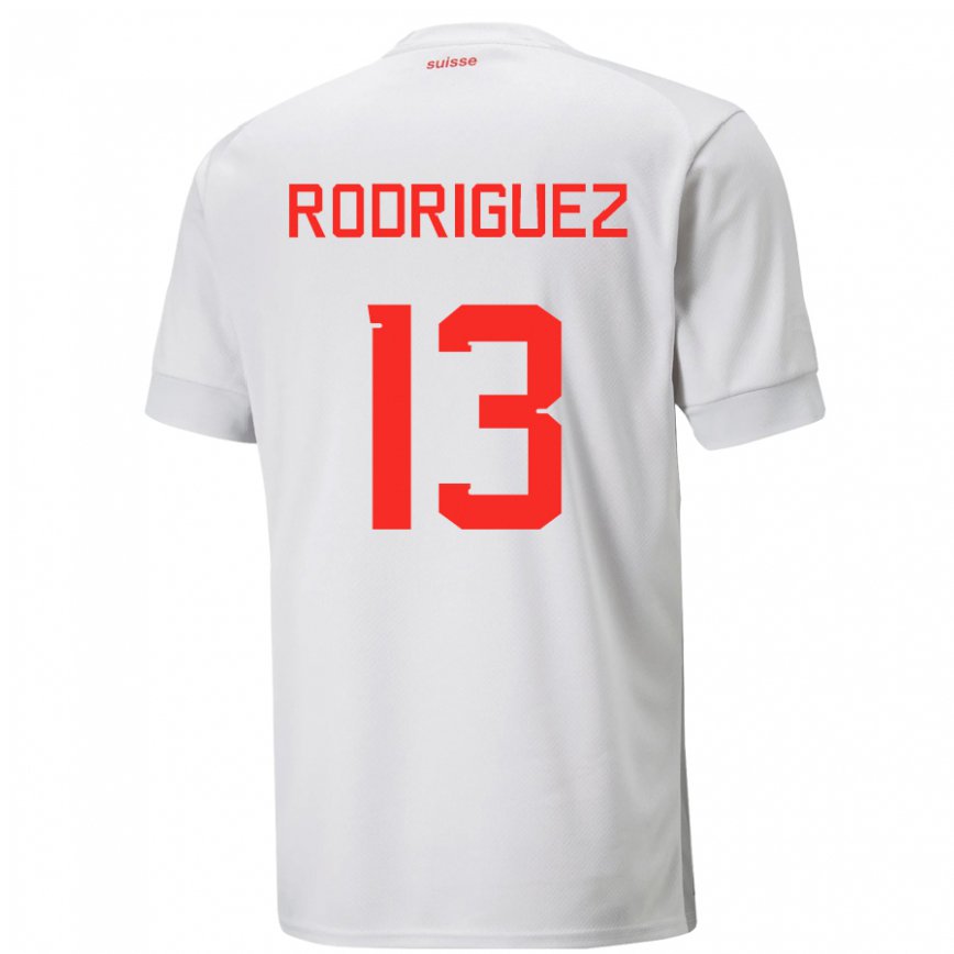 Damen Schweizer Ricardo Rodriguez #13 Weiß Auswärtstrikot Trikot 22-24 Luxemburg
