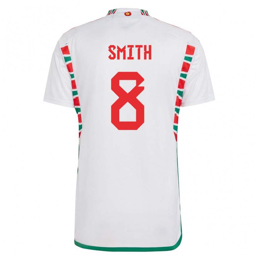 Damen Walisische Matt Smith #8 Weiß Auswärtstrikot Trikot 22-24 Luxemburg