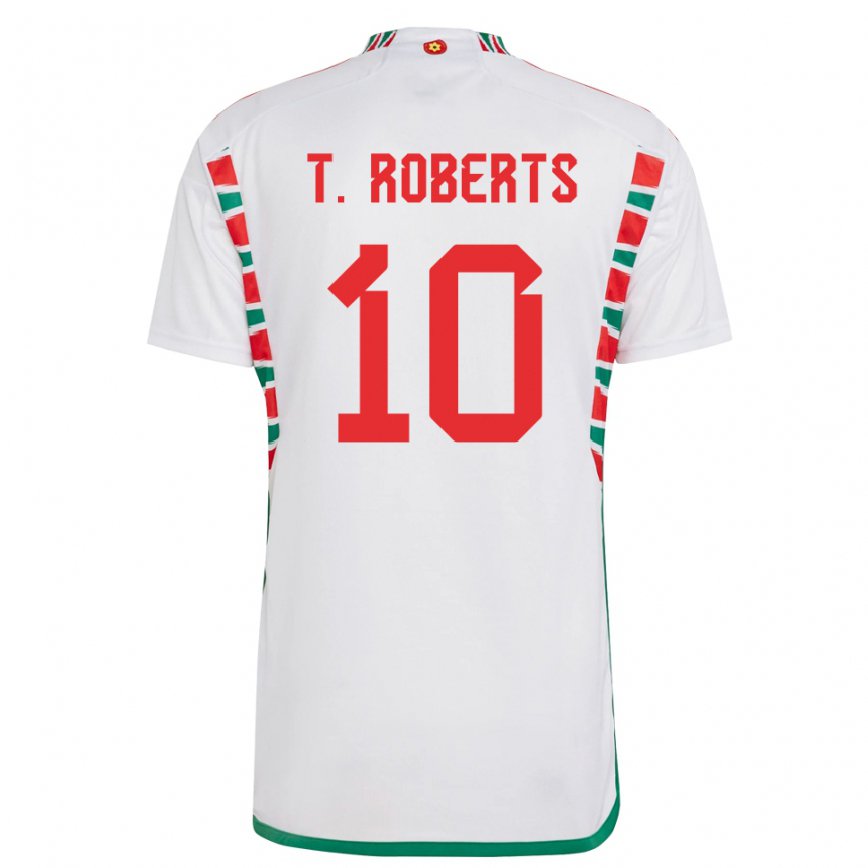 Damen Walisische Tyler Roberts #10 Weiß Auswärtstrikot Trikot 22-24 Luxemburg