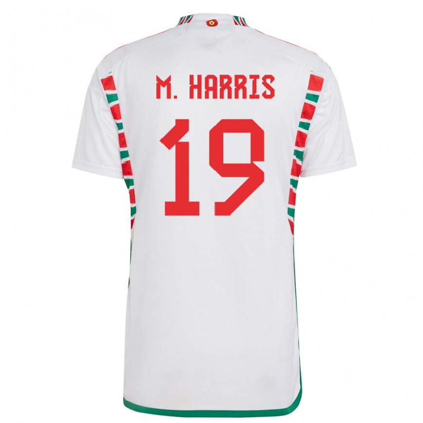 Damen Walisische Mark Harris #19 Weiß Auswärtstrikot Trikot 22-24 Luxemburg
