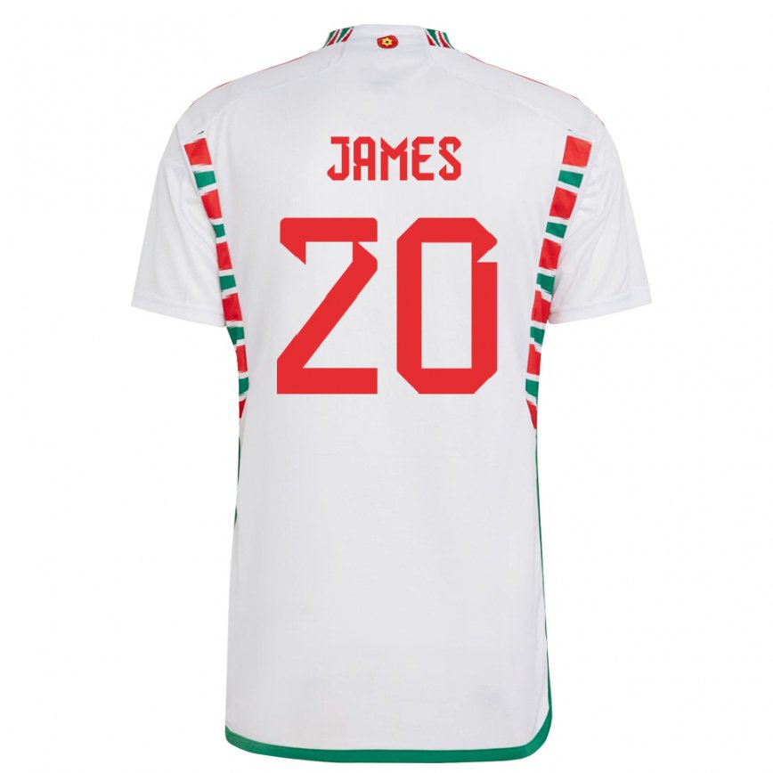 Damen Walisische Daniel James #20 Weiß Auswärtstrikot Trikot 22-24 Luxemburg