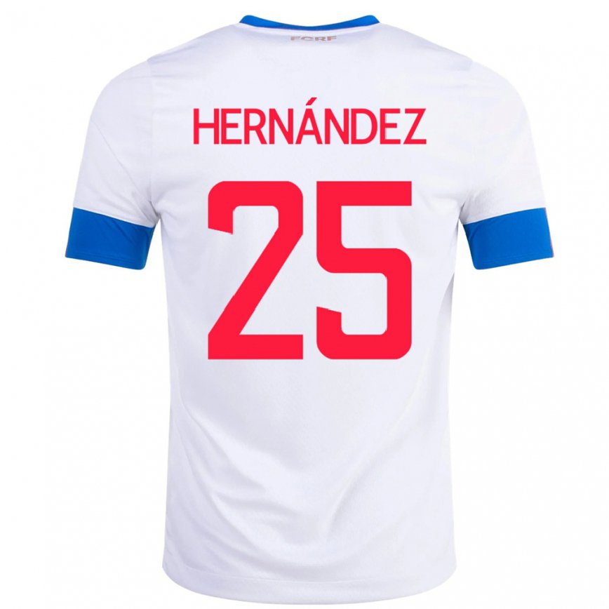 Damen Costa-ricanische Anthony Hernandez #25 Weiß Auswärtstrikot Trikot 22-24 Luxemburg