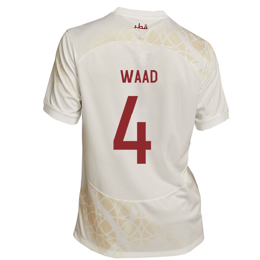Damen Katarische Mohammed Waad #4 Goldbeige Auswärtstrikot Trikot 22-24 Luxemburg