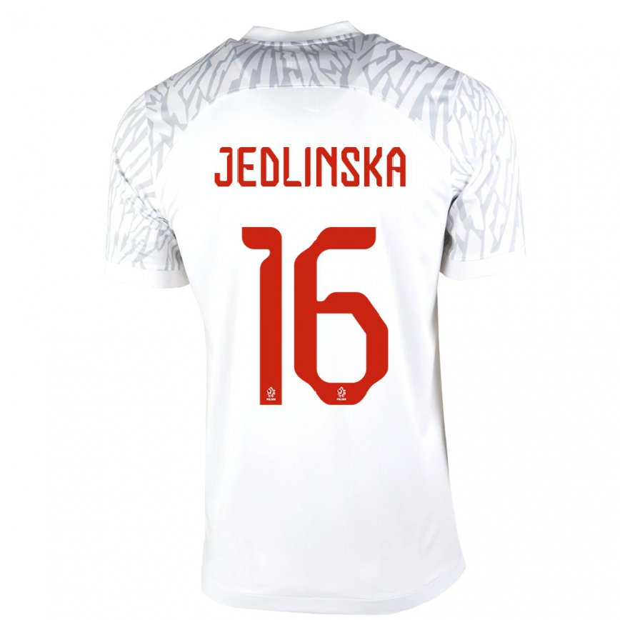 Kinder Polnische Klaudia Jedlinska #16 Weiß Heimtrikot Trikot 22-24 Luxemburg