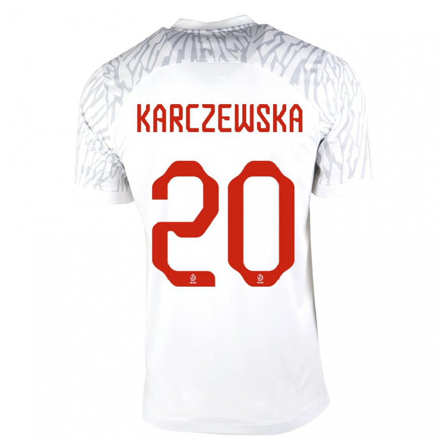 Kinder Polnische Nikola Karczewska #20 Weiß Heimtrikot Trikot 22-24 Luxemburg