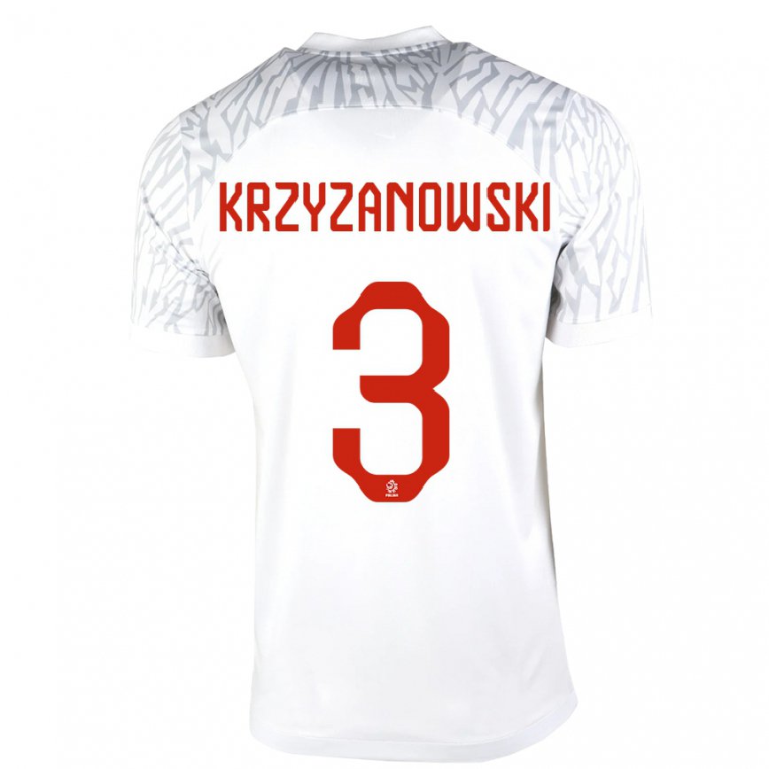 Kinder Polnische Jakub Krzyzanowski #3 Weiß Heimtrikot Trikot 22-24 Luxemburg