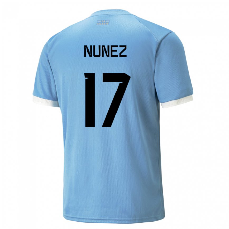 Kinder Uruguayische Facundo Nunez #17 Blau Heimtrikot Trikot 22-24 Luxemburg