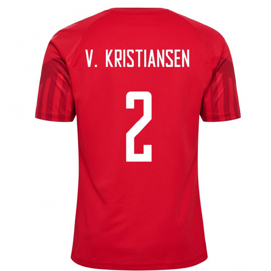Kinder Dänische Victor Kristiansen #2 Rot Heimtrikot Trikot 22-24 Luxemburg