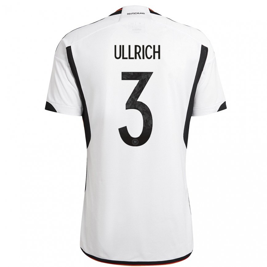 Kinder Deutsche Lukas Ullrich #3 Weiß Schwarz Heimtrikot Trikot 22-24 Luxemburg