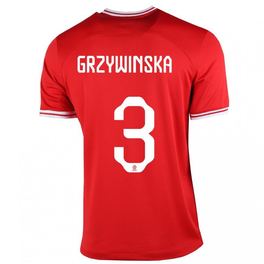 Kinder Polnische Gabriela Grzywinska #3 Rot Auswärtstrikot Trikot 22-24 Luxemburg