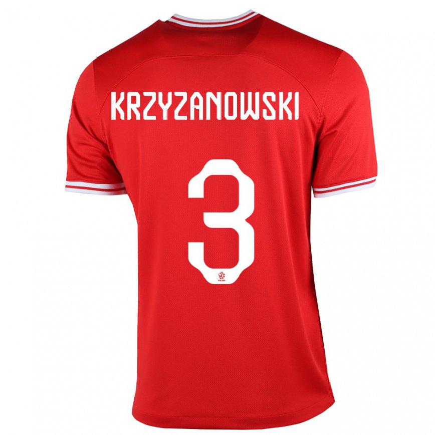 Kinder Polnische Jakub Krzyzanowski #3 Rot Auswärtstrikot Trikot 22-24 Luxemburg