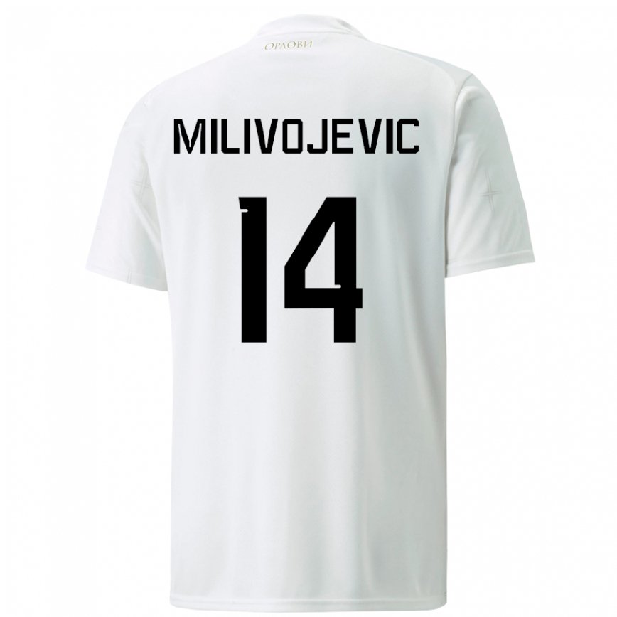 Kinder Serbische Vesna Milivojevic #14 Weiß Auswärtstrikot Trikot 22-24 Luxemburg