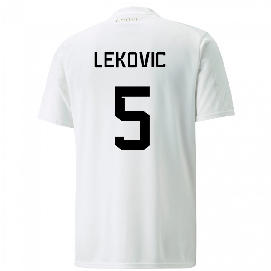 Kinder Serbische Stefan Lekovic #5 Weiß Auswärtstrikot Trikot 22-24 Luxemburg