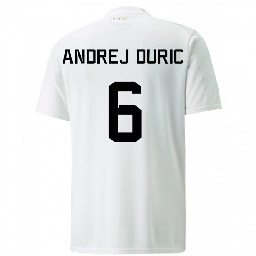 Kinder Serbische Andrej Duric #6 Weiß Auswärtstrikot Trikot 22-24 Luxemburg
