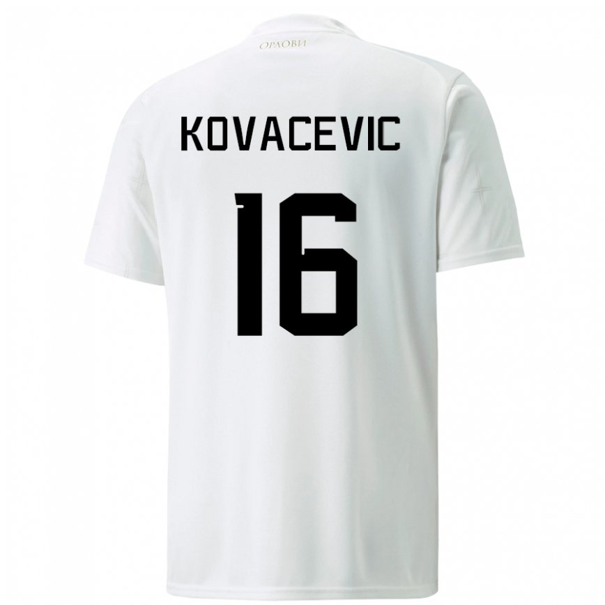 Kinder Serbische Bojan Kovacevic #16 Weiß Auswärtstrikot Trikot 22-24 Luxemburg