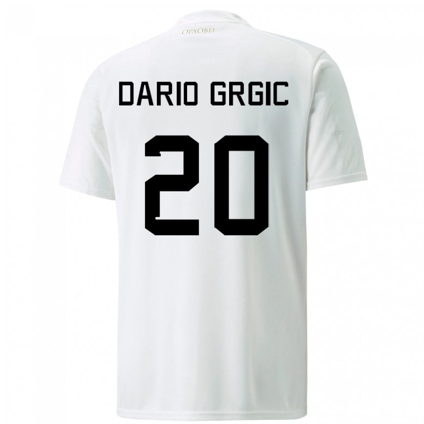 Kinder Serbische Dario Grgic #20 Weiß Auswärtstrikot Trikot 22-24 Luxemburg