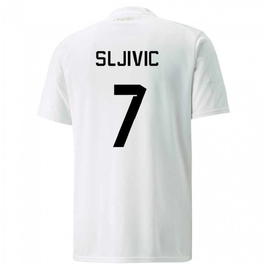 Kinder Serbische Jovan Sljivic #7 Weiß Auswärtstrikot Trikot 22-24 Luxemburg