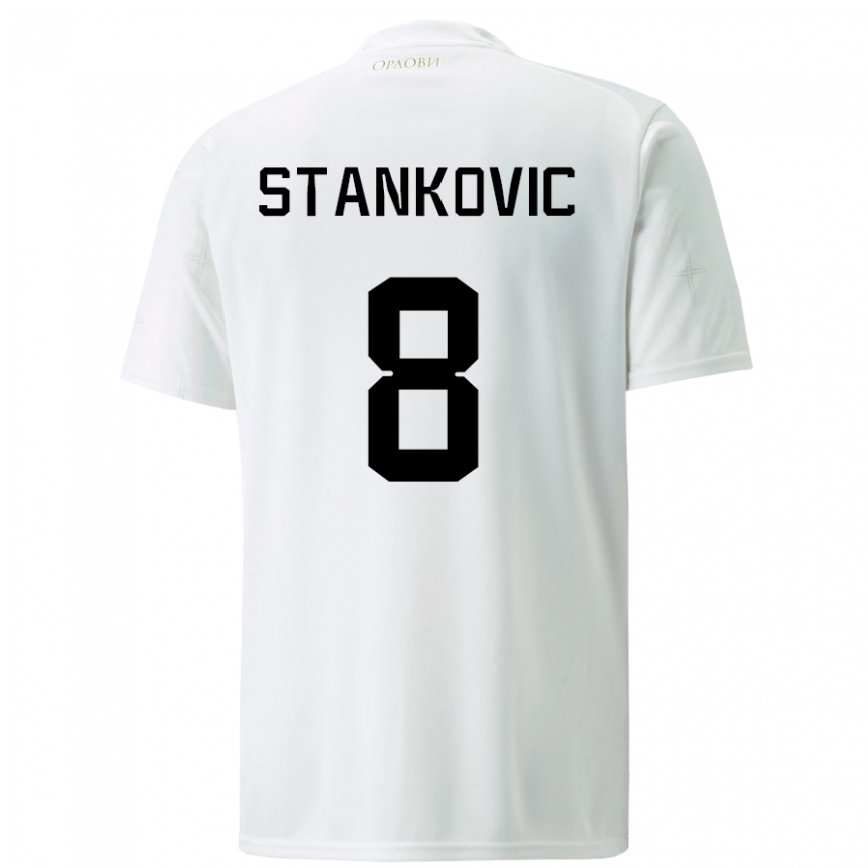 Kinder Serbische Aleksandar Stankovic #8 Weiß Auswärtstrikot Trikot 22-24 Luxemburg