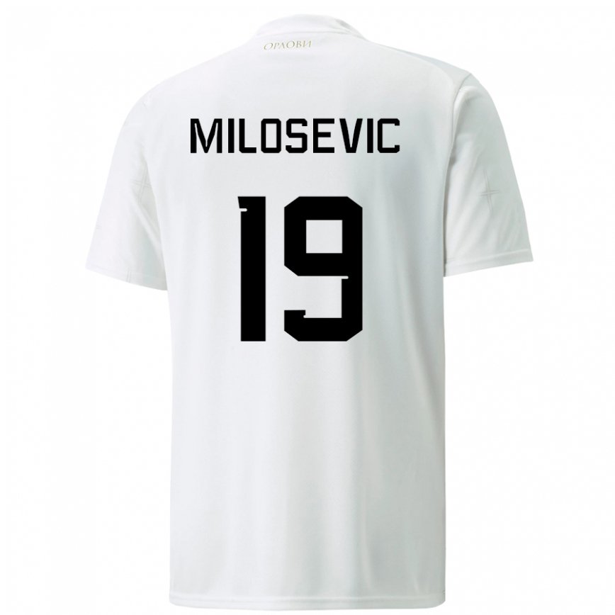 Kinder Serbische Jovan Milosevic #19 Weiß Auswärtstrikot Trikot 22-24 Luxemburg