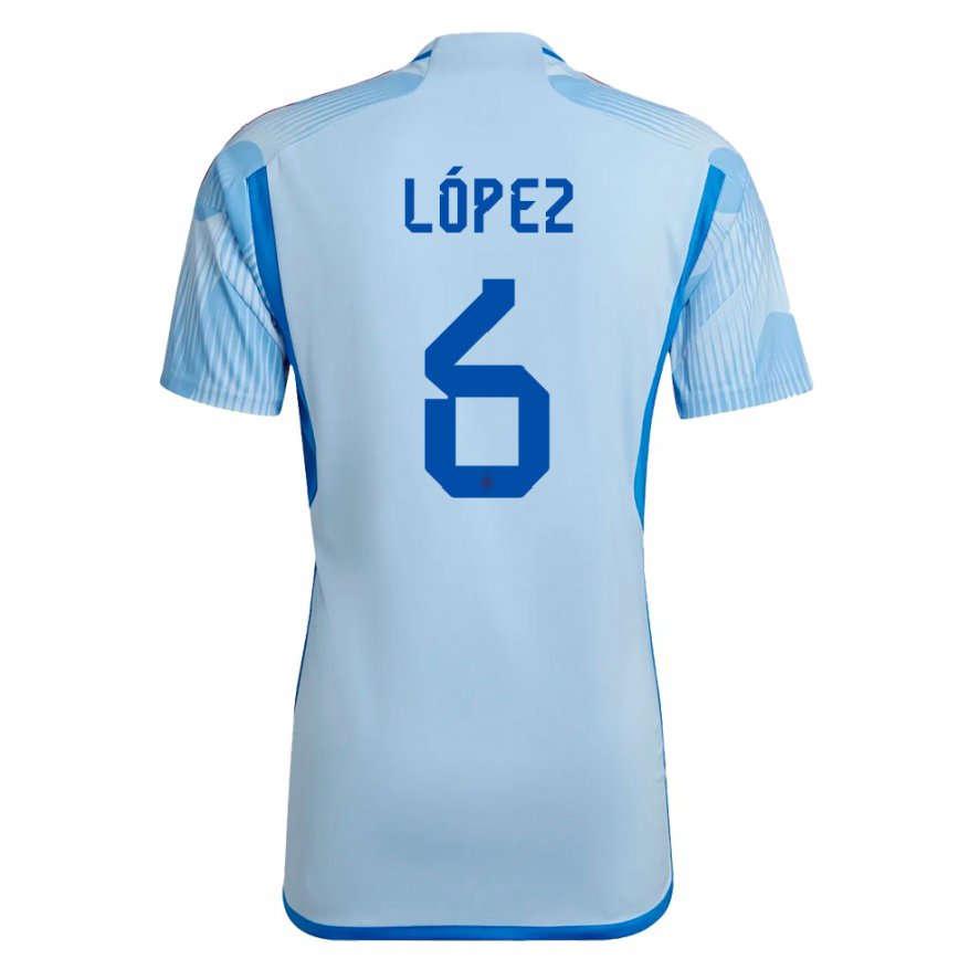 Kinder Spanische Maitane Lopez #6 Himmelblau Auswärtstrikot Trikot 22-24 Luxemburg