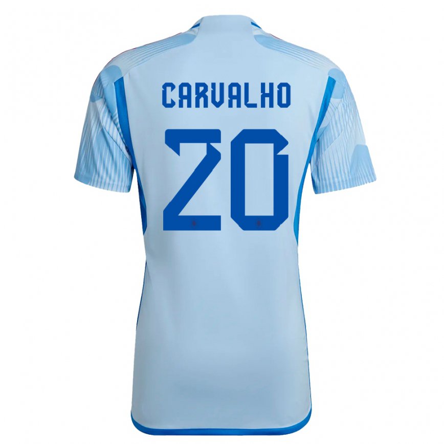 Kinder Spanische Miguel Carvalho #20 Himmelblau Auswärtstrikot Trikot 22-24 Luxemburg