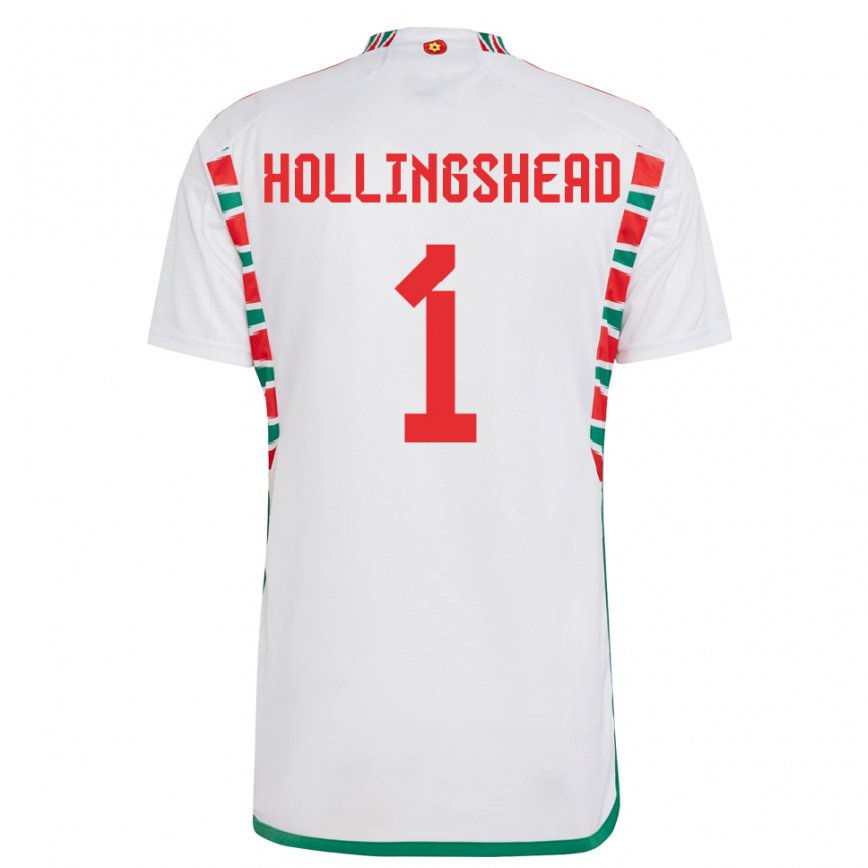 Kinder Walisische Ronnie Hollingshead #1 Weiß Auswärtstrikot Trikot 22-24 Luxemburg