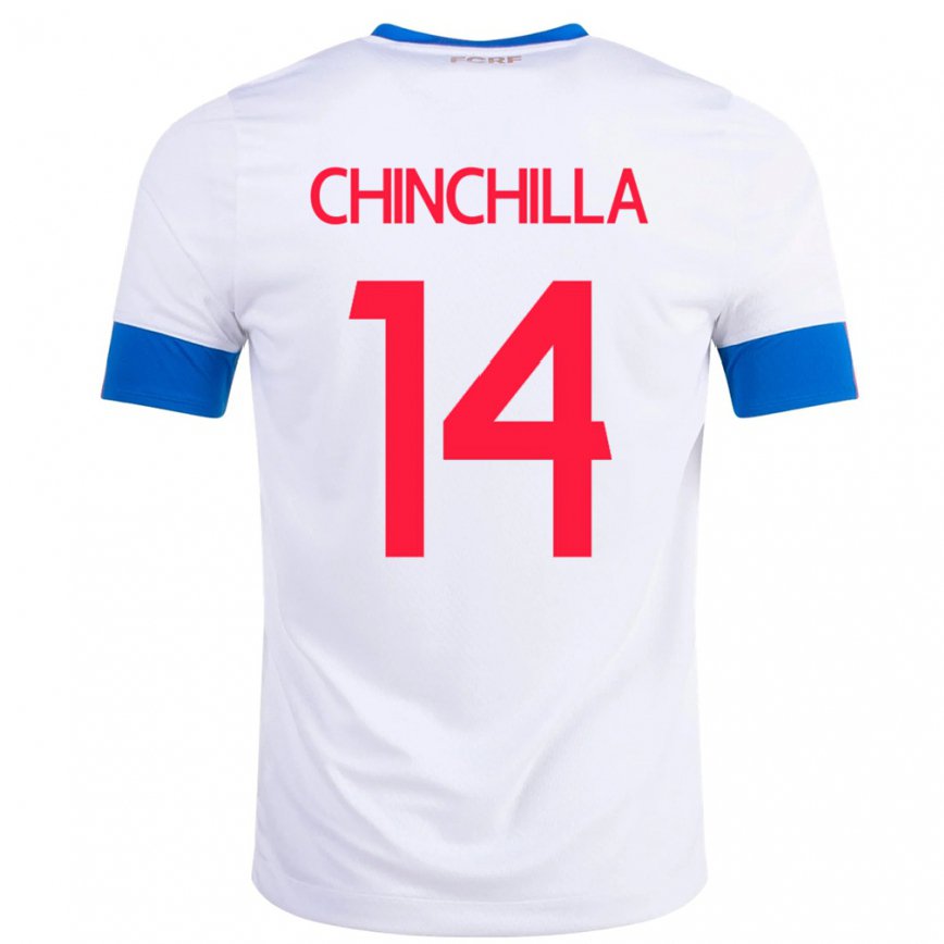 Kinder Costa-ricanische Priscila Chinchilla #14 Weiß Auswärtstrikot Trikot 22-24 Luxemburg